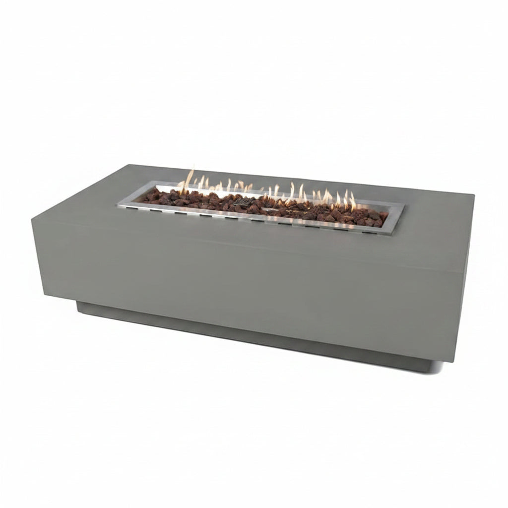Granville Fire Table Outdoor Fire Pit 60" X 27" Cast Concrete Firepit Includes Lava Rocks 45,000 Btus Outdoor Fireplace for Patio Furniture Set, Deck, Porch, Outdoor Heater - Natural Gas