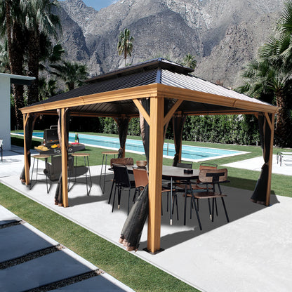 18-Ft X 12-Ft Apollo Brown Gazebo with Hardtop Roof (Screen Included)