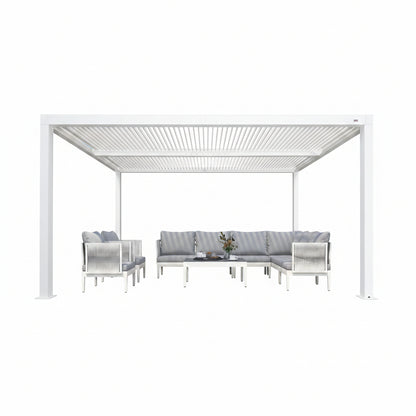 Louvered Pergola Modern White Pergola with Adjustable Roof for Deck Backyard Garden