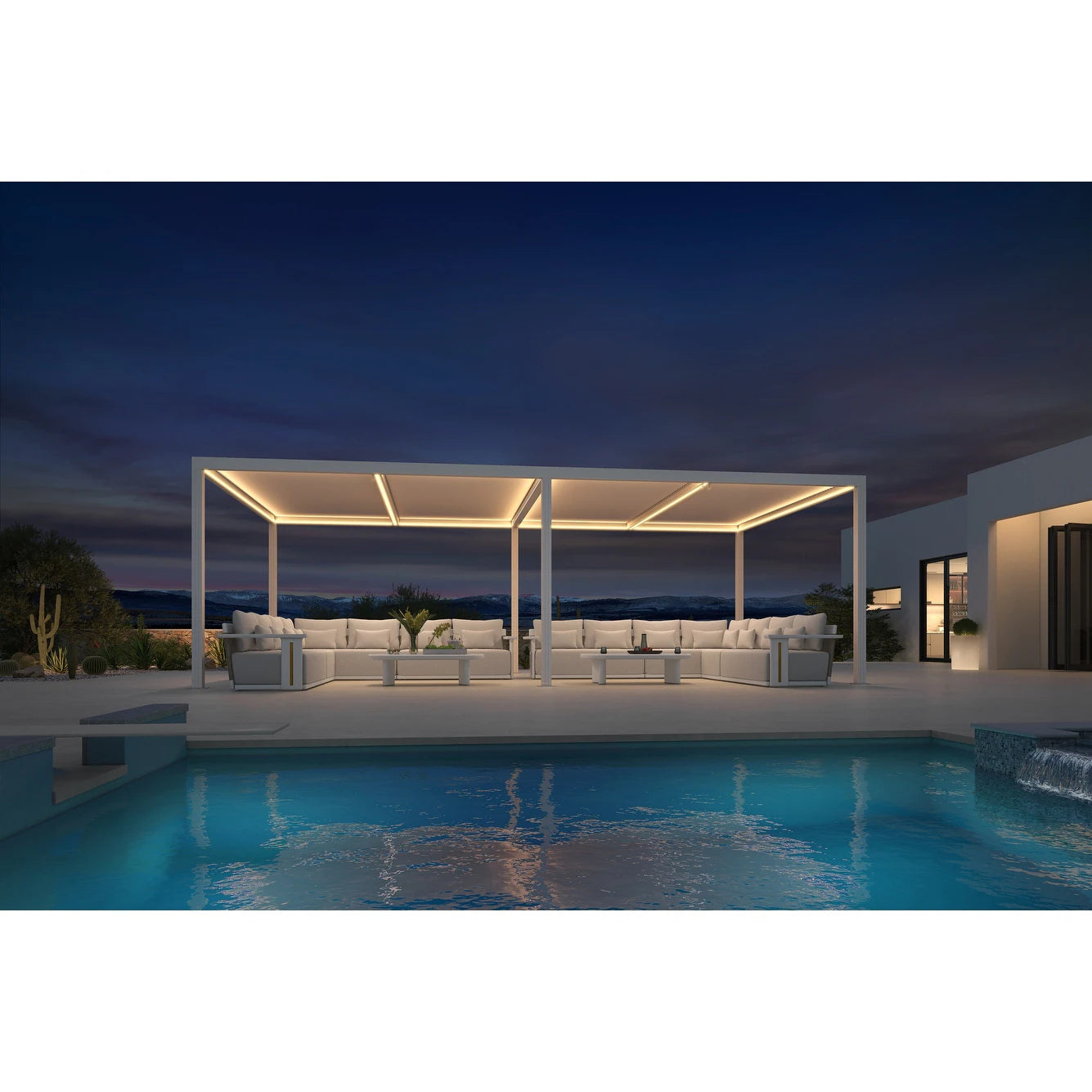 Louvered Pergola Modern White Pergola with Adjustable Roof for Deck Backyard Garden