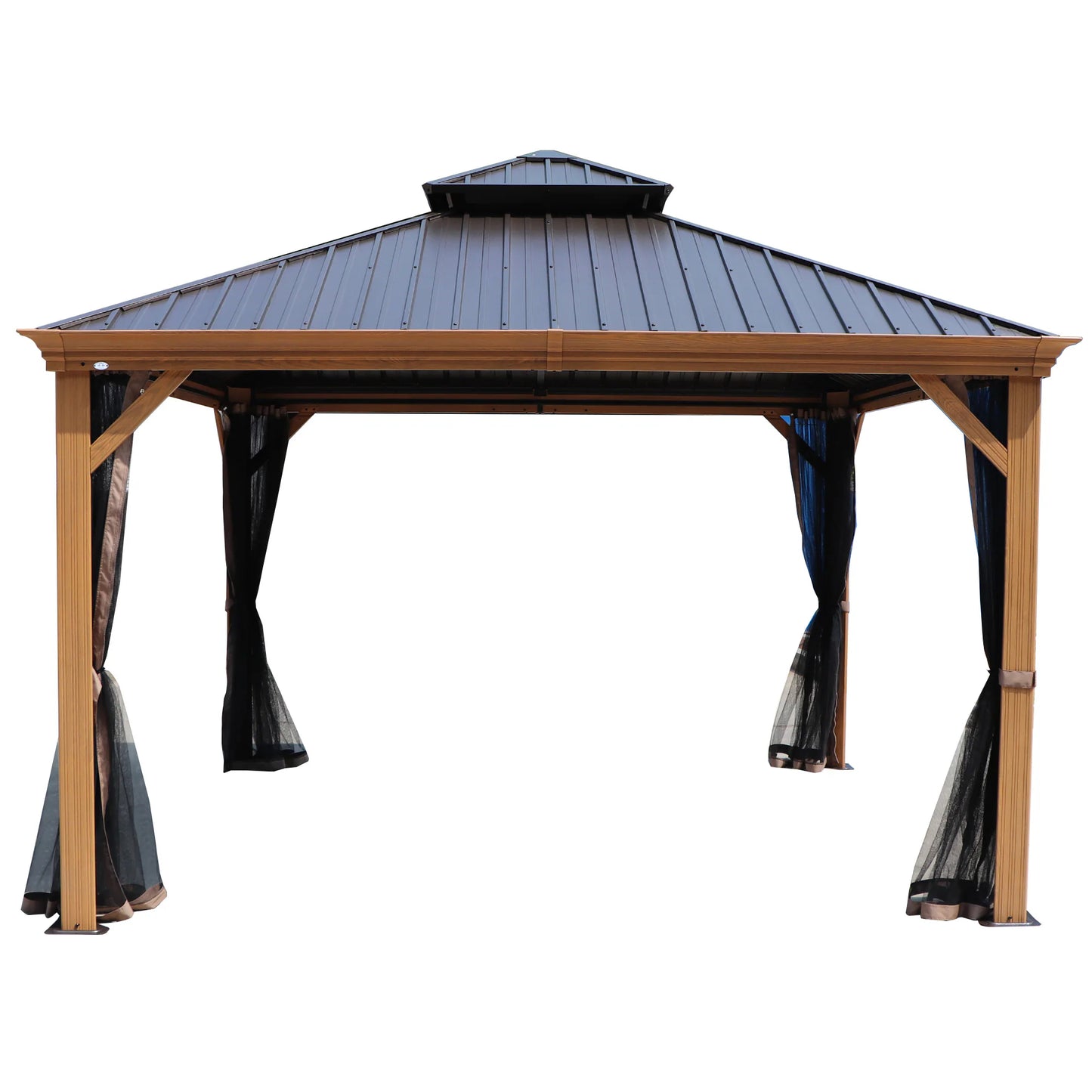 18-Ft X 12-Ft Apollo Brown Gazebo with Hardtop Roof (Screen Included)