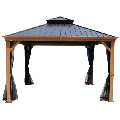 18-Ft X 12-Ft Apollo Brown Gazebo with Hardtop Roof (Screen Included)