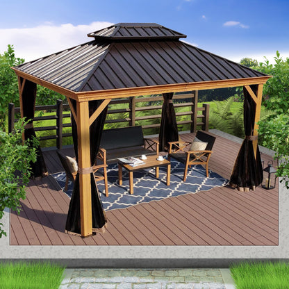 18-Ft X 12-Ft Apollo Brown Gazebo with Hardtop Roof (Screen Included)