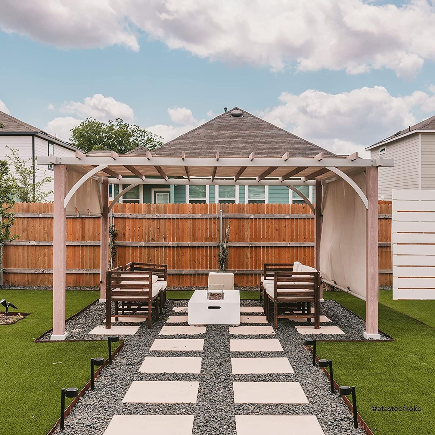 Sunjoy Outdoor Pergola 12 X 14 Ft. with Adjustable Sun Shade Canopy for Backyard and Garden Shade, Patio Modern White Steel Frame Grape Trellis Pergolas, Light Gray by