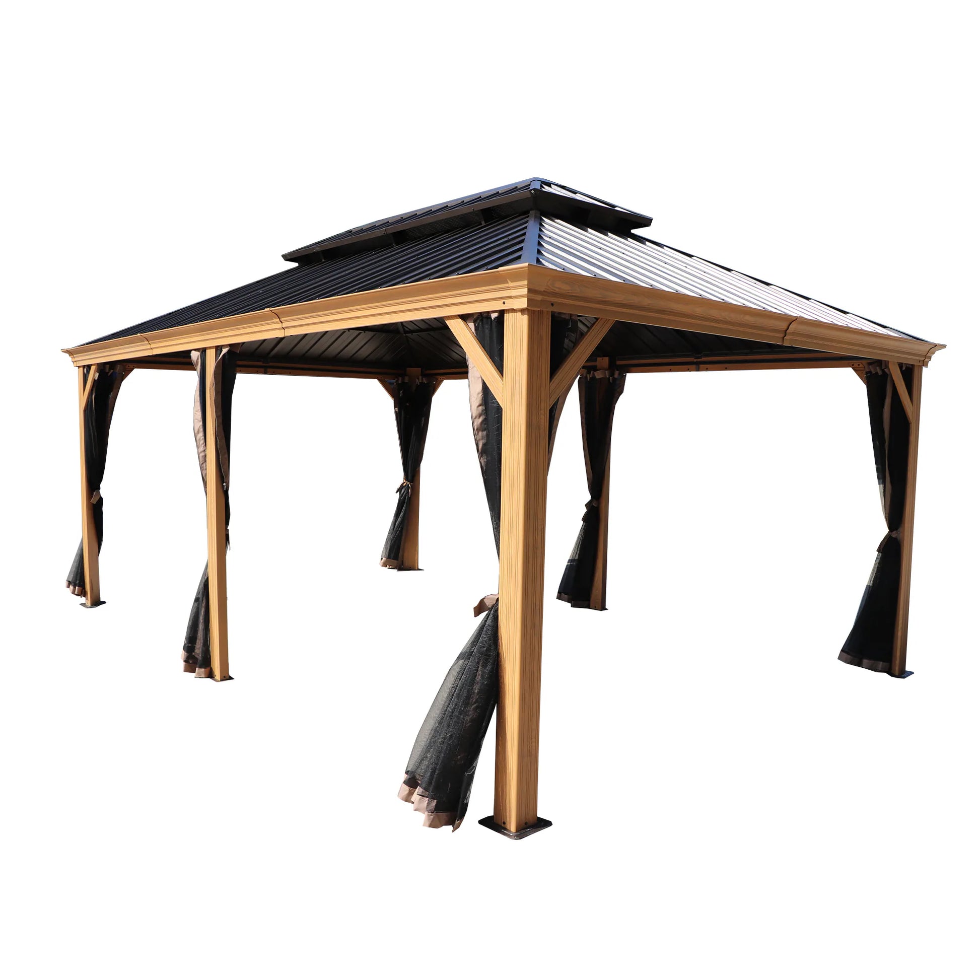 18-Ft X 12-Ft Apollo Brown Gazebo with Hardtop Roof (Screen Included)